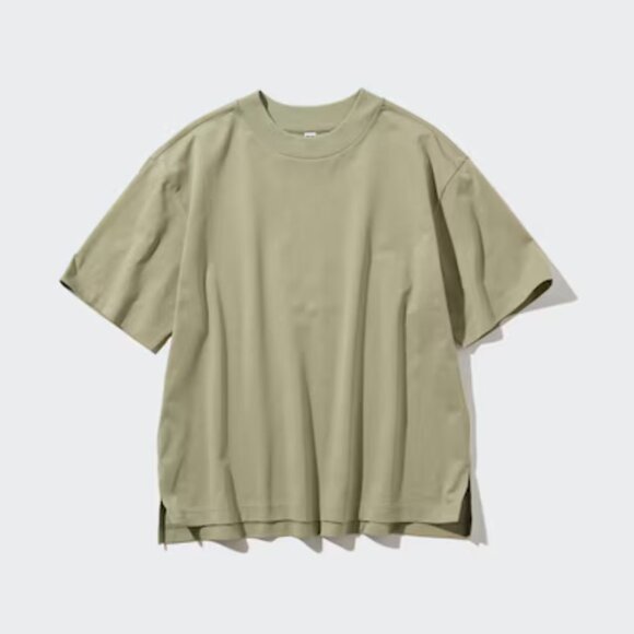 Uniqlo AIRism Cotton T-Shirt in Green - Picture 1 of 8